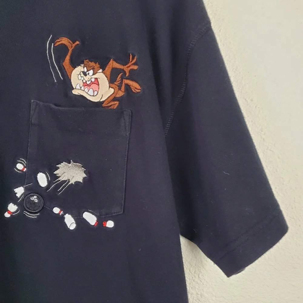 Vintage Taz Bowling Looney Tunes Black T-Shirt. - Picture 2 of 6